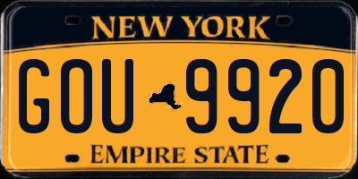 NY license plate GOU9920