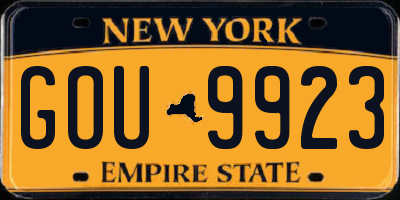 NY license plate GOU9923