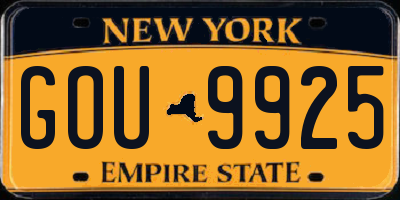 NY license plate GOU9925