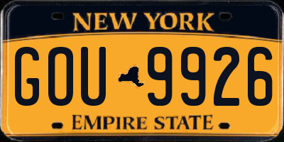 NY license plate GOU9926