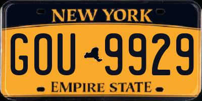 NY license plate GOU9929