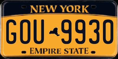 NY license plate GOU9930