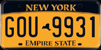 NY license plate GOU9931