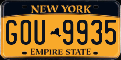 NY license plate GOU9935