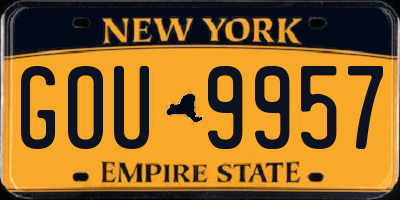 NY license plate GOU9957