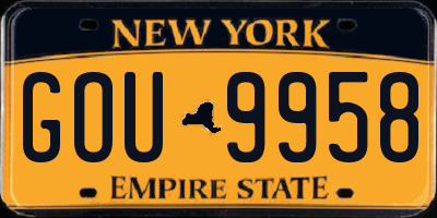 NY license plate GOU9958