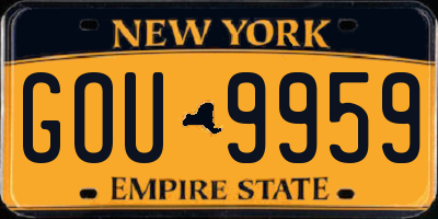 NY license plate GOU9959