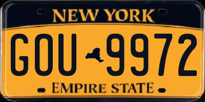 NY license plate GOU9972