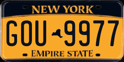 NY license plate GOU9977