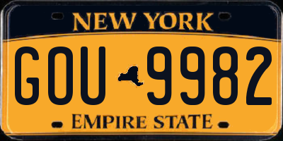 NY license plate GOU9982