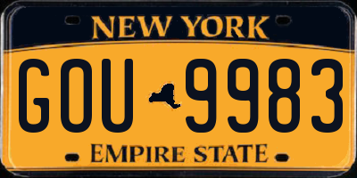 NY license plate GOU9983