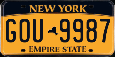 NY license plate GOU9987