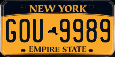 NY license plate GOU9989