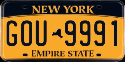 NY license plate GOU9991