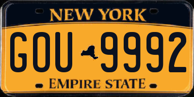 NY license plate GOU9992