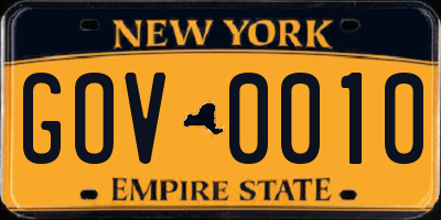 NY license plate GOV0010