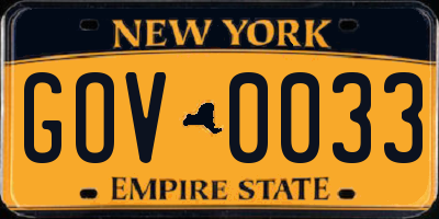 NY license plate GOV0033