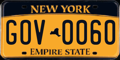 NY license plate GOV0060