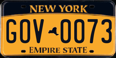 NY license plate GOV0073