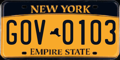 NY license plate GOV0103