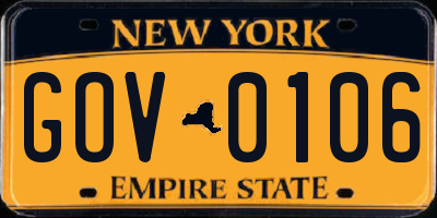 NY license plate GOV0106