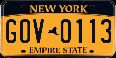NY license plate GOV0113