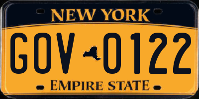 NY license plate GOV0122