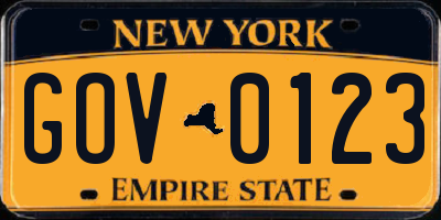 NY license plate GOV0123