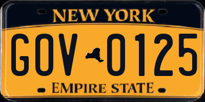 NY license plate GOV0125