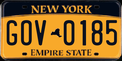 NY license plate GOV0185