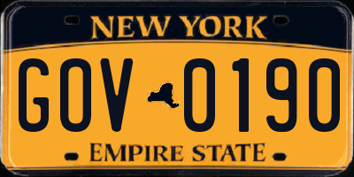 NY license plate GOV0190