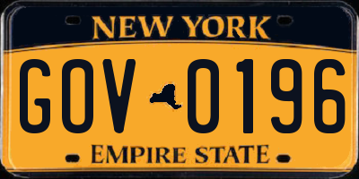 NY license plate GOV0196