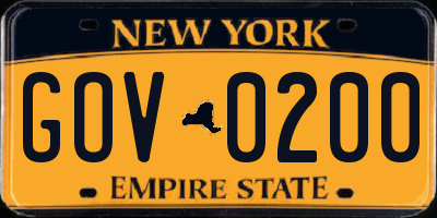 NY license plate GOV0200