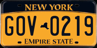 NY license plate GOV0219