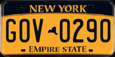 NY license plate GOV0290
