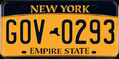 NY license plate GOV0293