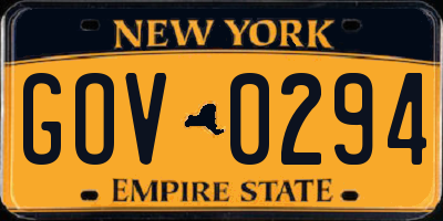 NY license plate GOV0294