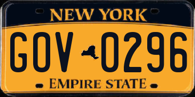 NY license plate GOV0296