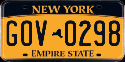 NY license plate GOV0298
