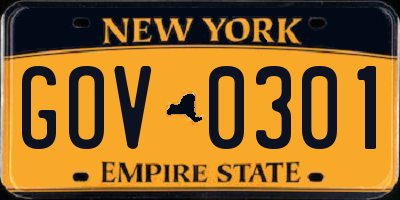 NY license plate GOV0301