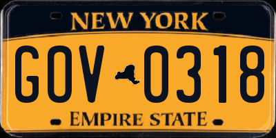 NY license plate GOV0318