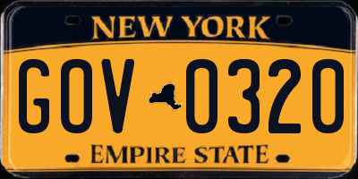 NY license plate GOV0320