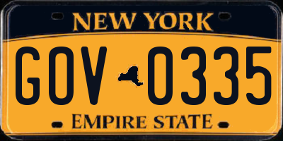 NY license plate GOV0335