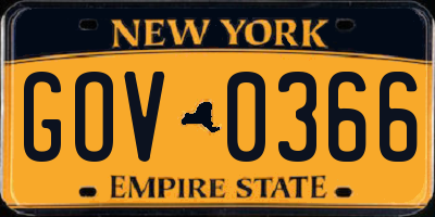 NY license plate GOV0366