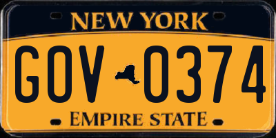 NY license plate GOV0374