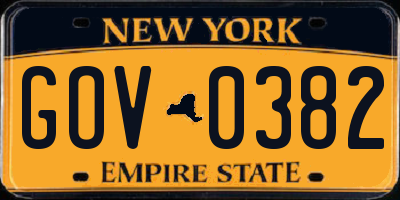 NY license plate GOV0382