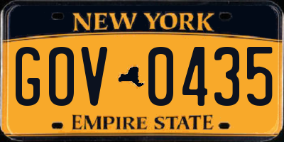 NY license plate GOV0435