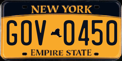 NY license plate GOV0450