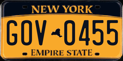 NY license plate GOV0455