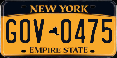 NY license plate GOV0475